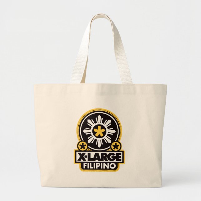 X-Large Filipino - Black Large Tote Bag (Front)