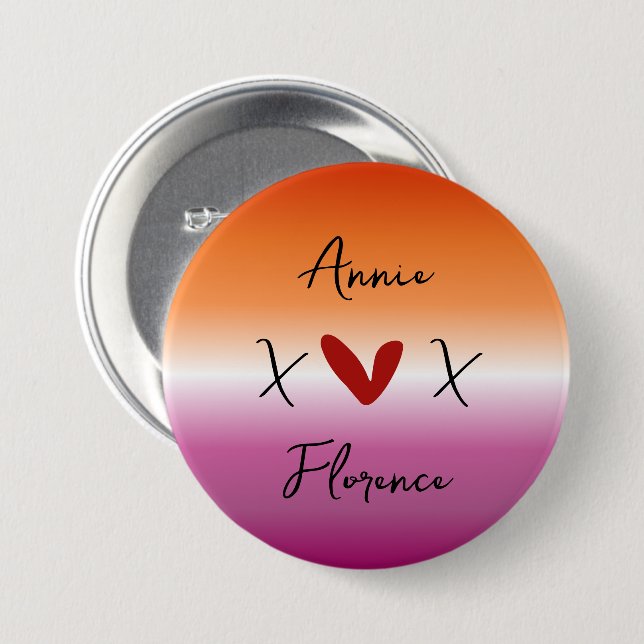 X Love X Sunset Lesbian Flag Button (Front & Back)