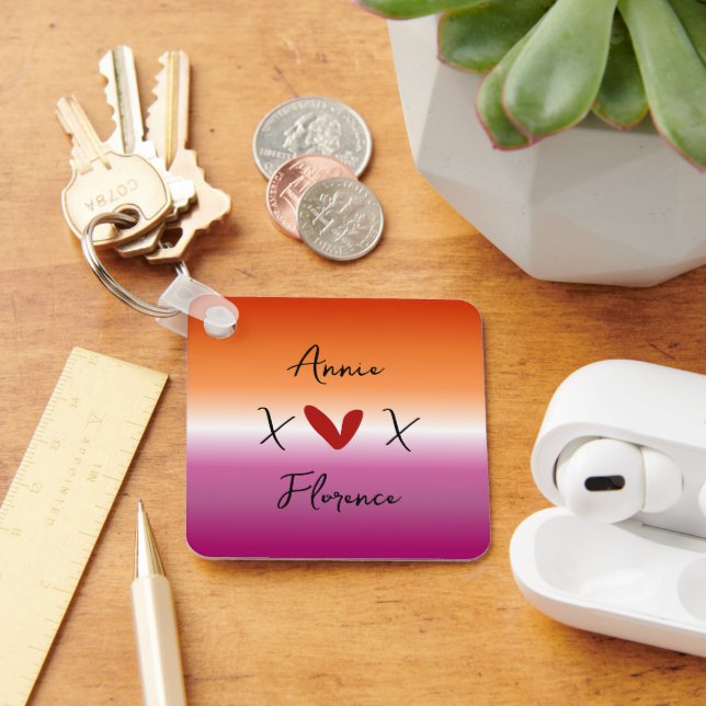 X Love X Sunset Lesbian Flag Key Ring (Desk)