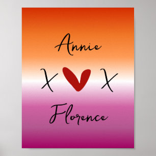 X Love X Sunset Lesbian Flag Poster