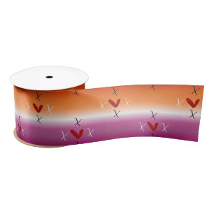 X Love X Sunset Lesbian Flag Satin Ribbon
