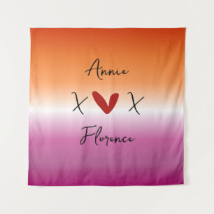 X Love X Sunset Lesbian Flag Tapestry
