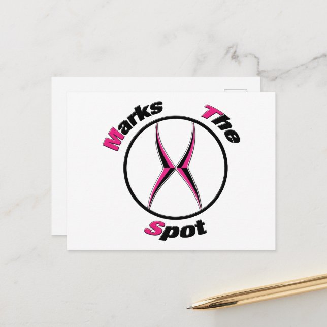 X marks the spot postcard (Front/Back In Situ)