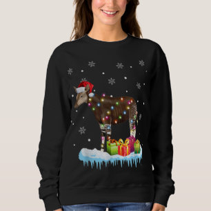 X Mas Okapi Christmas Lights Funny Wild forest gir Sweatshirt