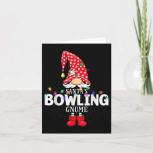 X-mas Santa's Bowling Gnome Christmas Matching  Card
