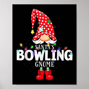 X-mas Santa's Bowling Gnome Christmas Matching Poster