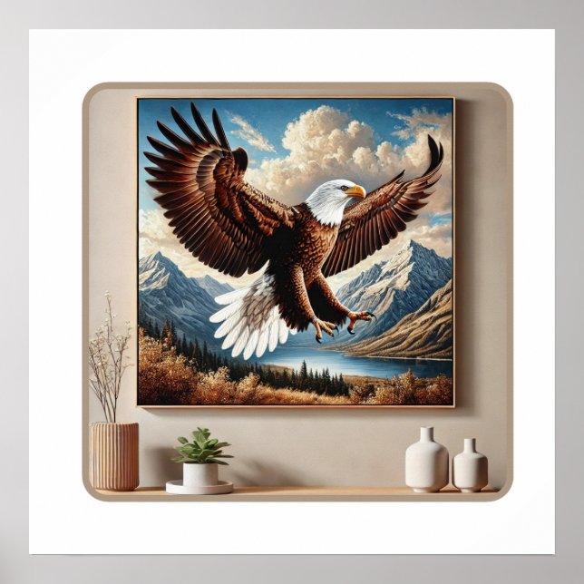 X-mas wall art Bald Eagle in Flight.  (Front)