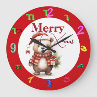 X-mas with a teddy large clock