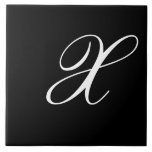 X Monogram Initial White on Black Ceramic Tile<br><div class="desc">Classic White Letter Monogram on Black Background,  X.</div>
