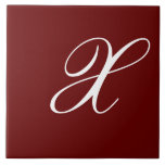 X Monogram Initial White on Dark Red Ceramic Tile<br><div class="desc">Classic White Letter Monogram on Dark Red Background,  X.</div>
