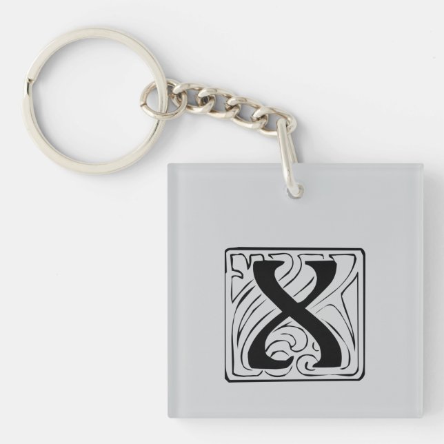 X Monogramm schwarz Key Ring (Front)