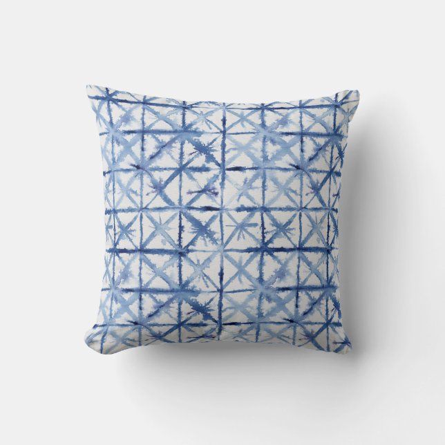 X Pattern Shibori Asian Japanese Watercolor Cushion (Front)