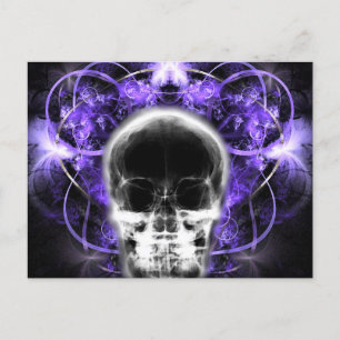 X-Ray Butterfly Fractal Skull - Purple Postcard