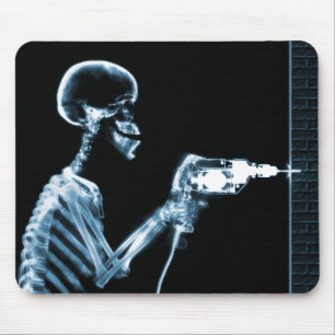 X-RAY CONSTRUCTION SKELETON DRILLING BLUE MOUSE PAD