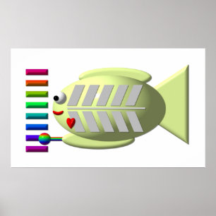 X-ray fish playing the Xylophone Poster