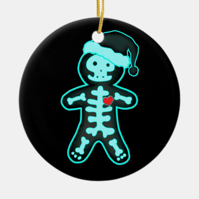 X-Ray Gingerbread Man Skeleton Christmas Nurse Xra Ceramic Ornament (Front)