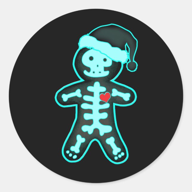 X-Ray Gingerbread Man Skeleton Christmas Nurse Xra Classic Round Sticker (Front)