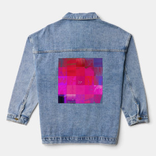 X-ray Girls Glitch Art Grid Hot Pink Denim Jacket