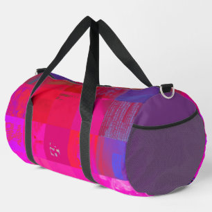X-ray Girls Glitch Art Grid Hot Pink Duffle Bag