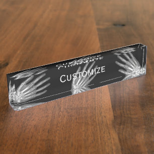 X-ray Hands Black Nameplate