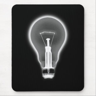 X-RAY LIGHT BULB BLACK & WHITE MOUSE PAD