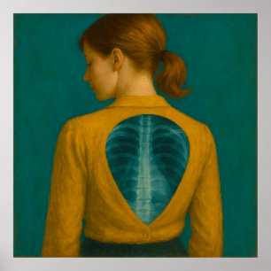 X-Ray of Back – Woman with Beige Blouse and Brown  Poster