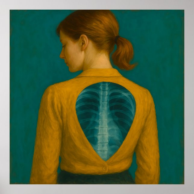X-Ray of Back – Woman with Beige Blouse and Brown  Poster (Front)
