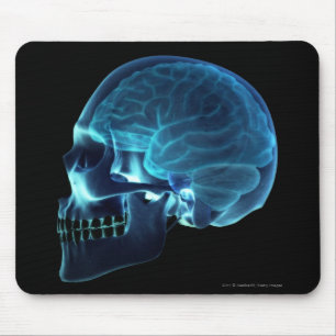 X-ray of the brain inside a skull mouse pad