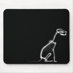 X-RAY PUPPY DOG SKELETON SITTING - B&W MOUSE PAD