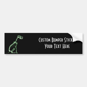 X-RAY PUPPY DOG SKELETON SITTING - GREEN BUMPER STICKER