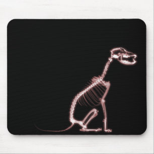X-RAY PUPPY DOG SKELETON SITTING - RED MOUSE PAD