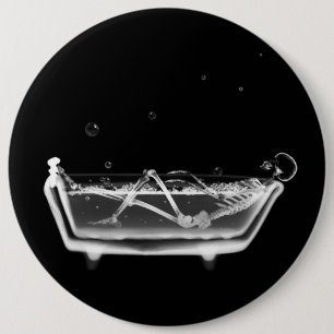 X-Ray Skeleton B&W Bath Time 6 Cm Round Badge