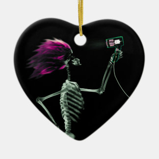 X-Ray Skeleton Blow Drying Hair Ceramic Ornament