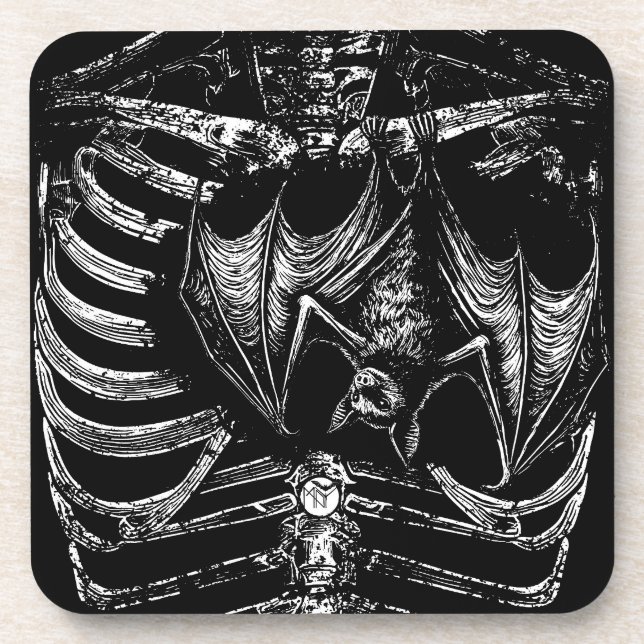 X-Ray skeleton body with bat Coaster (Front)