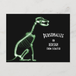 X-Ray Skeleton Dog - Green Postcard