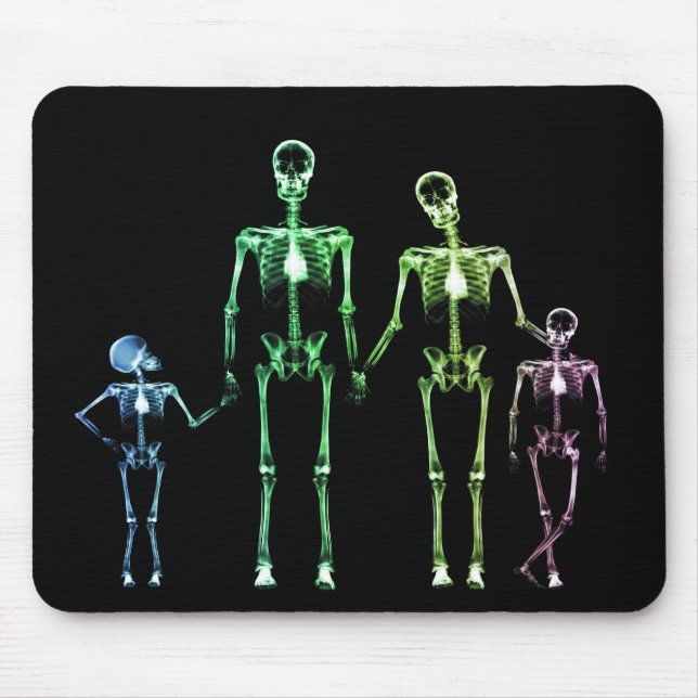 X-RAY SKELETON FAMILY OF 4 ORIGINAL COLORS MOUSE PAD (Front)