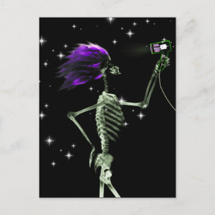 X-Ray Skeleton Getting Dressed - Purple Hair Postcard