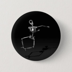 X-RAY SKELETON JOY LEAP B&W 6 CM ROUND BADGE