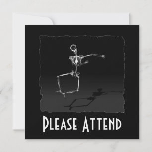 X-RAY SKELETON JOY LEAP B&W INVITATION