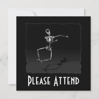 X-RAY SKELETON JOY LEAP B&W INVITATION
