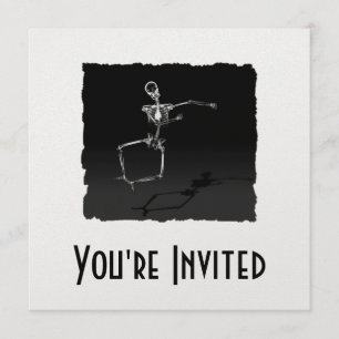 X-RAY SKELETON JOY LEAP B&W INVITATION