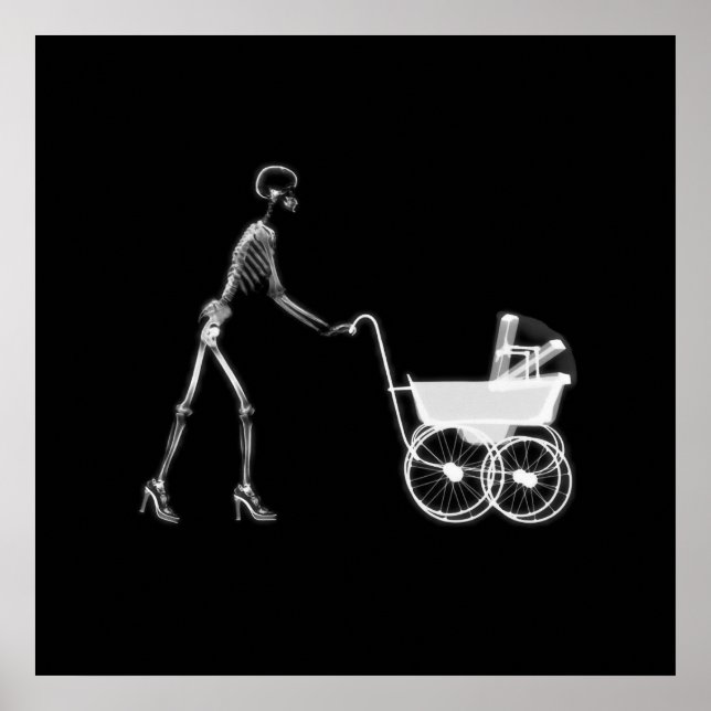 X-Ray Skeleton Mum & Baby - Original B&W Poster (Front)