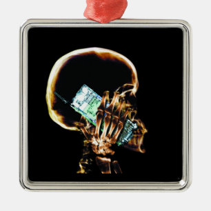 X-RAY SKELETON ON CELL PHONE METAL TREE DECORATION