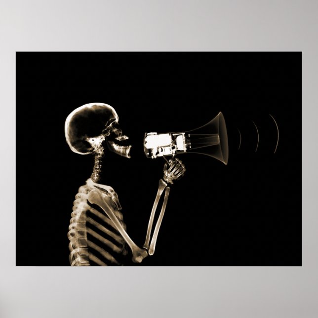 X-RAY SKELETON ON MEGAPHONE - SEPIA POSTER (Front)