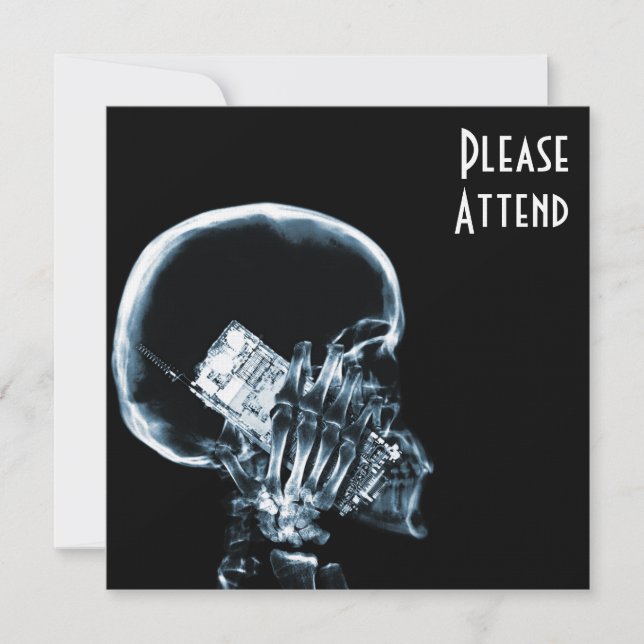 X-RAY SKELETON ON PHONE - BLUE INVITATION (Front)