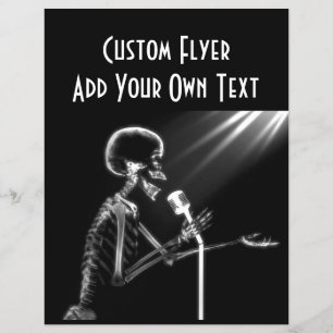 X-RAY SKELETON SINGING ON RETRO MIC - B&W FLYER