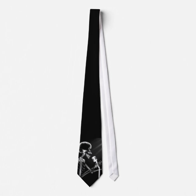 X-RAY SKELETON SINGING ON RETRO MIC - B&W TIE (Front)