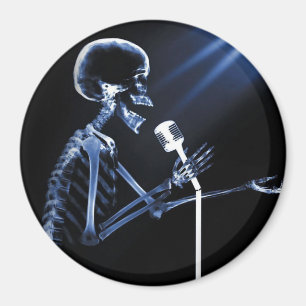 X-RAY SKELETON SINGING ON RETRO MIC - BLUE MAGNET
