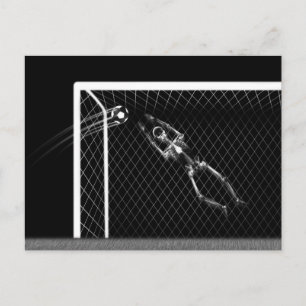 X-RAY SKELETON SOCCER GOALIE B&W POSTCARD