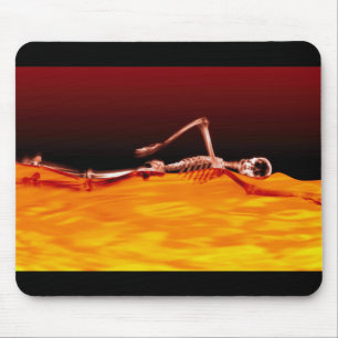 X-Ray Skeleton Swimming in Lake of Fire Mouse Pad